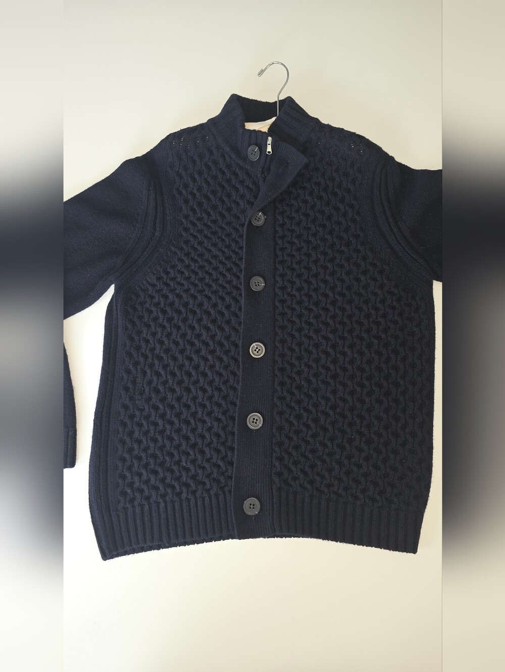 Emozioni Uomo Italian Wool Blend Dual-Zip Button Waffle Knit Sweater Jacket. XL
